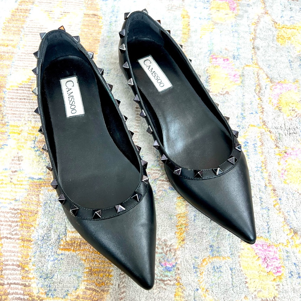 Camssoo Rockstud ballet flat black with black studs size 40